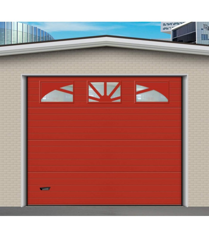 Porte de garage sectionnelle plafond motorisée ( ici avec coloris spécifique en option)