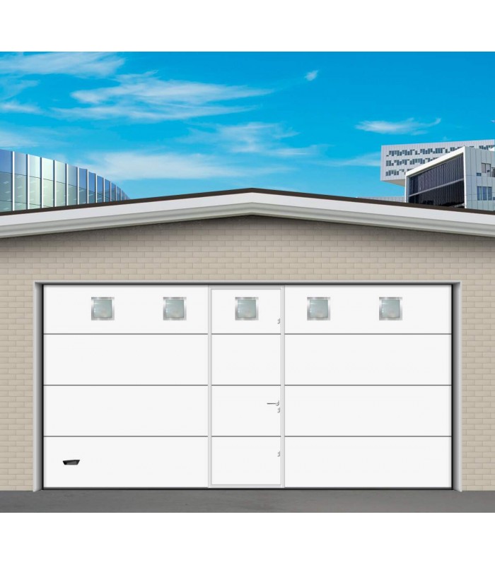 Porte de garage sectionnelle plafond avec portillon