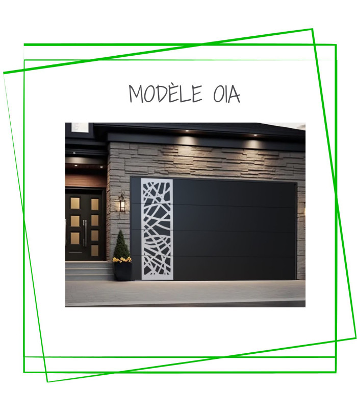 Porte de garage sectionnelle refoulement au plafond avec décor