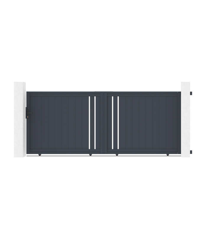 Portail jardin coulissant 3,5m  H.140cm aluminium gris