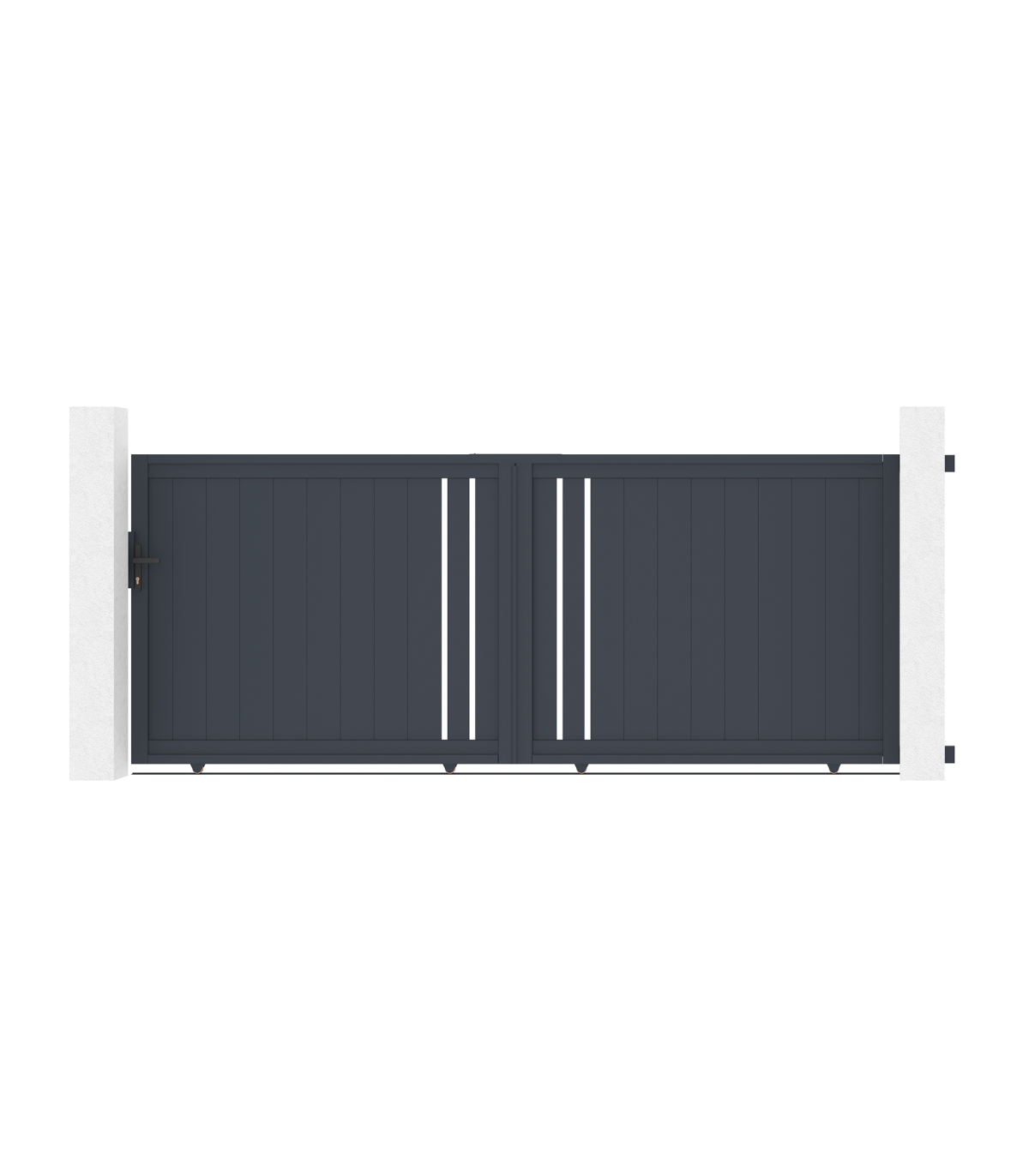 Portail jardin coulissant 3,5m  H.140cm aluminium gris