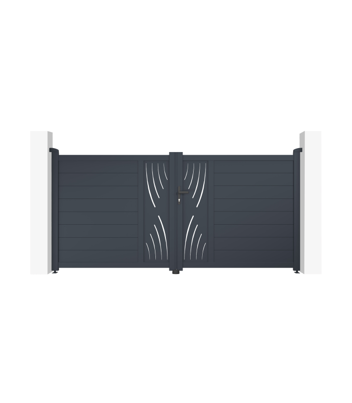 Portail battant aluminium 3m VELETA H.140cm gris